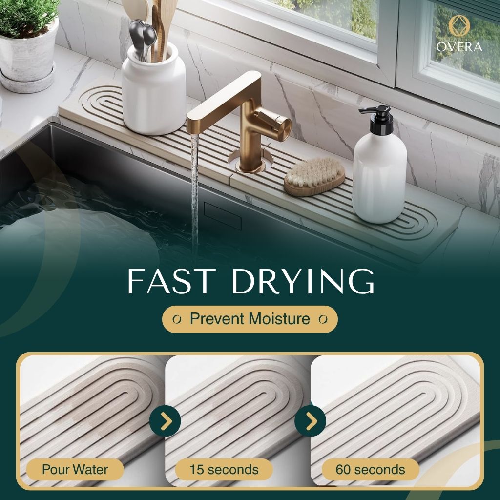 Diatomite Draining Mat for Taps and Sinks, Fast-Drying