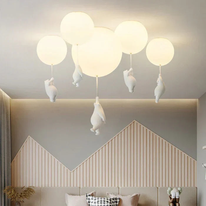 Kids Bear and Balloon Pendant Light with Warm LED