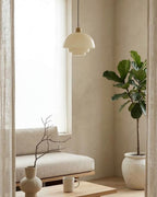 Opal White Glass Pendant Light with Brushed Brass, E27