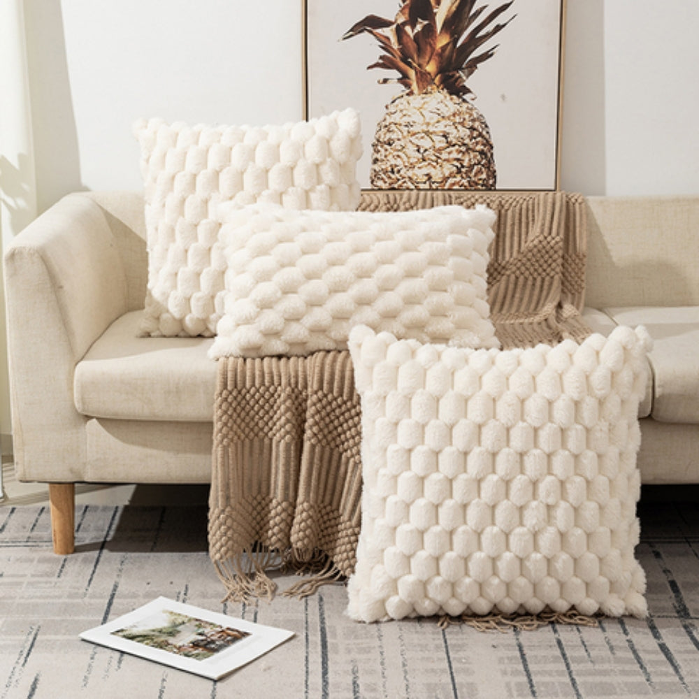 3D Textured Cushion Cover in Cotton Blend with Zip, 11 Colours