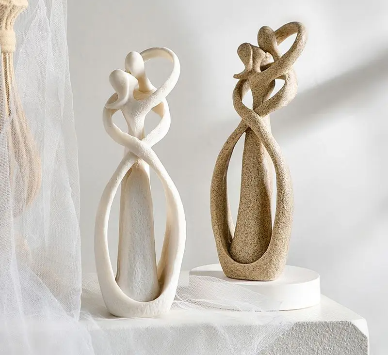 Abstract Sandstone Embrace Sculpture for Shelf or Sideboard