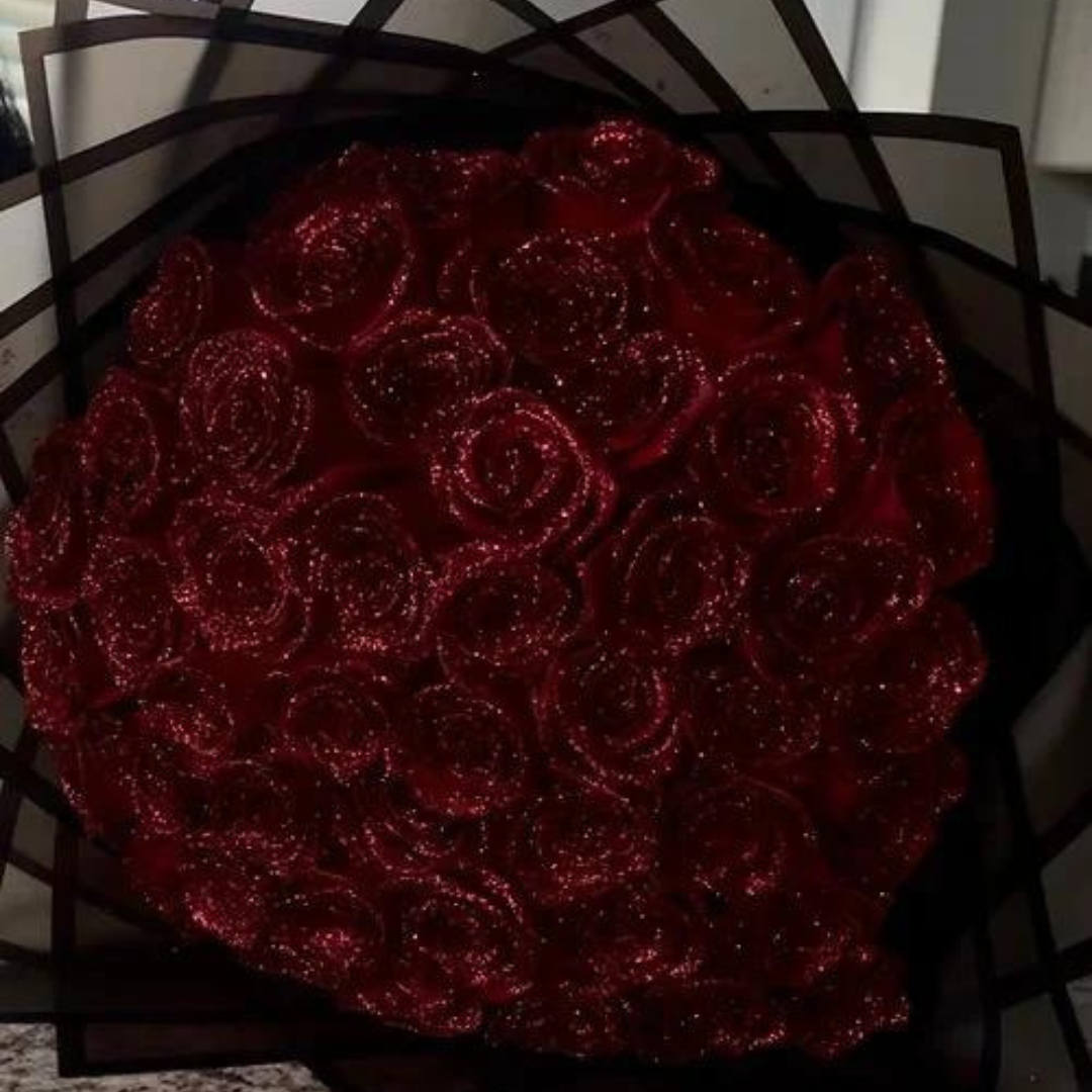 Glitter Artificial Roses, Sets of 30 or 50 for Decoration