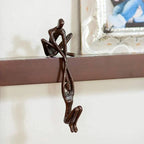 Balancing Couple Sculpture in Resin, Black or Bronze, 20.5cm