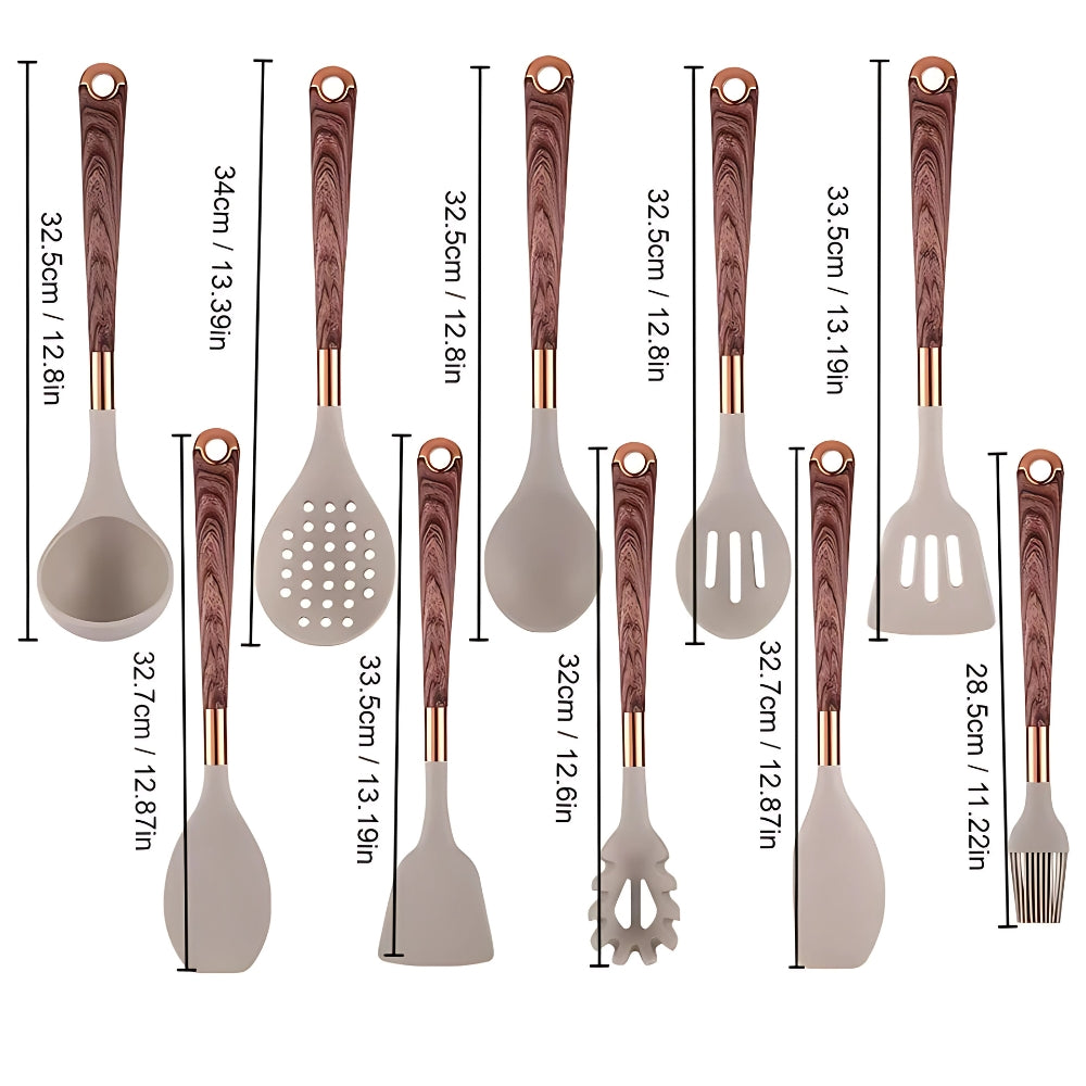 10-Piece Silicone Cooking Utensil Set, Heat Resistant Handles