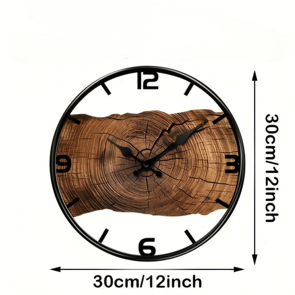 Round Carved Wood-Effect Wall Clock with Silent Movement