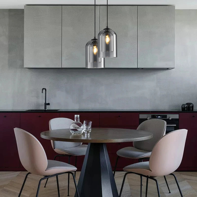 Double Glass Globe Pendant Light, Clear Glass, Nordic Style