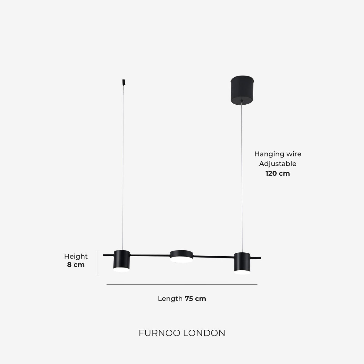 Linear LED Pendant Light with Acrylic Diffuser, Dimmable