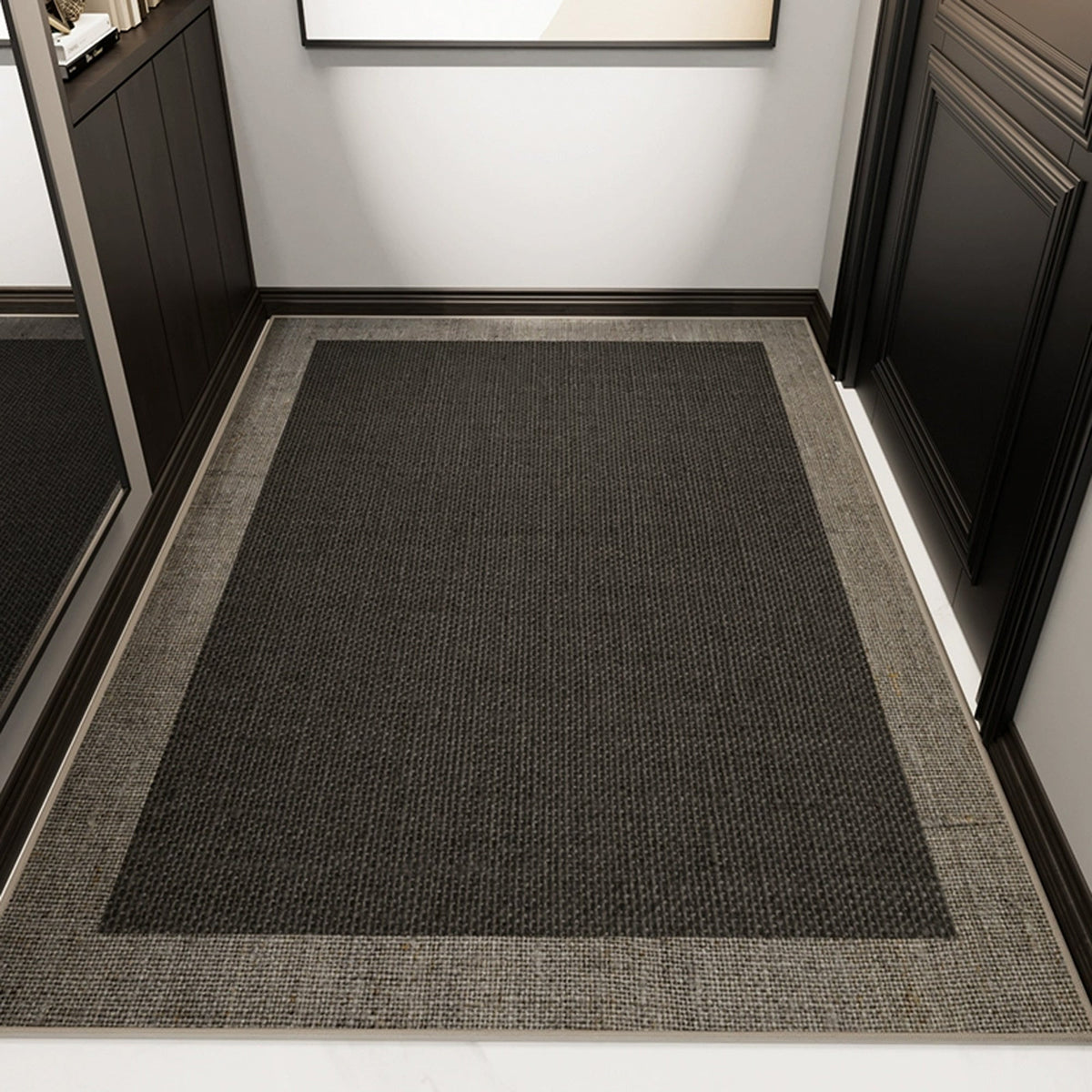 Jute Doormat with Contrast Woven Border, Non-Slip Backing