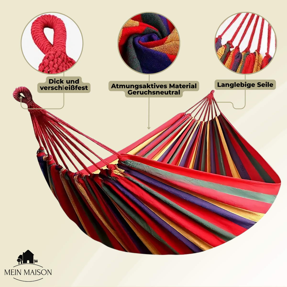 Portable Cotton Canvas Hammock with Carry Bag, 200kg Capacity