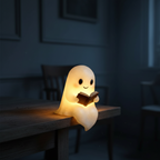 Handmade Ceramic Ghost Night Light with Warm White LED