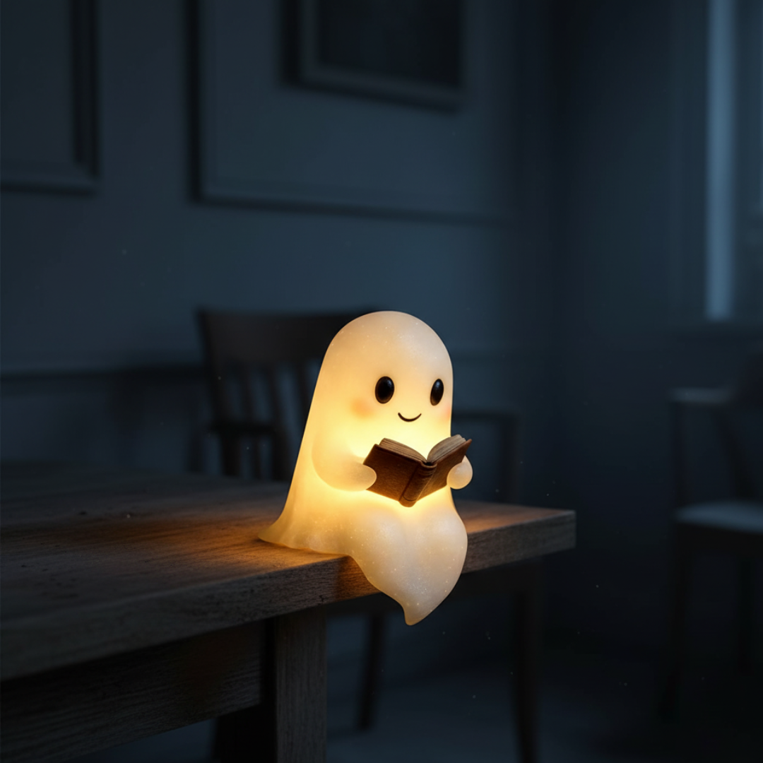 Handmade Ceramic Ghost Night Light with Warm White LED