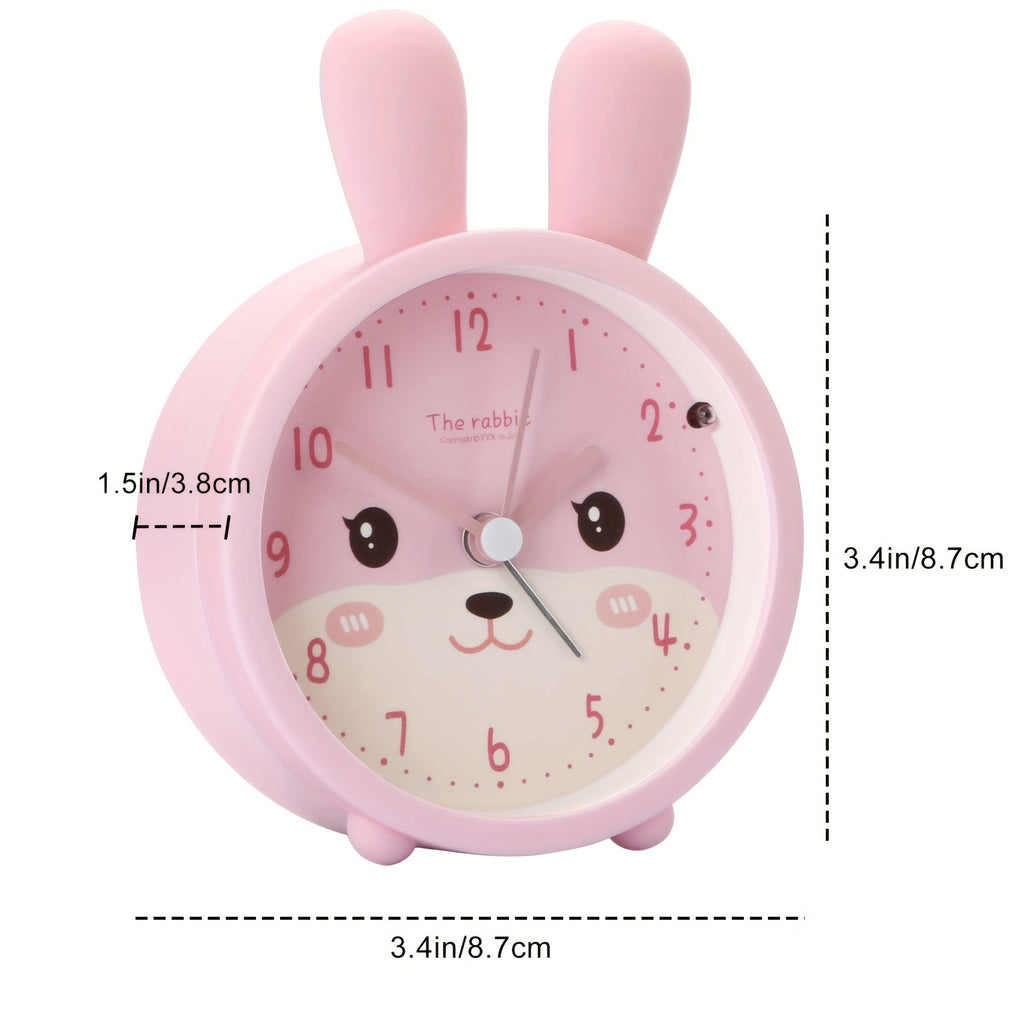 Silent Children's Alarm Clock with Night Light, Rabbit Design