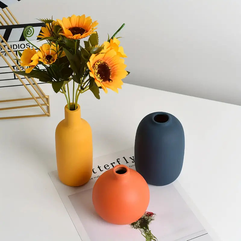 Hand-Painted Ceramic Vase with Scandinavian Motifs