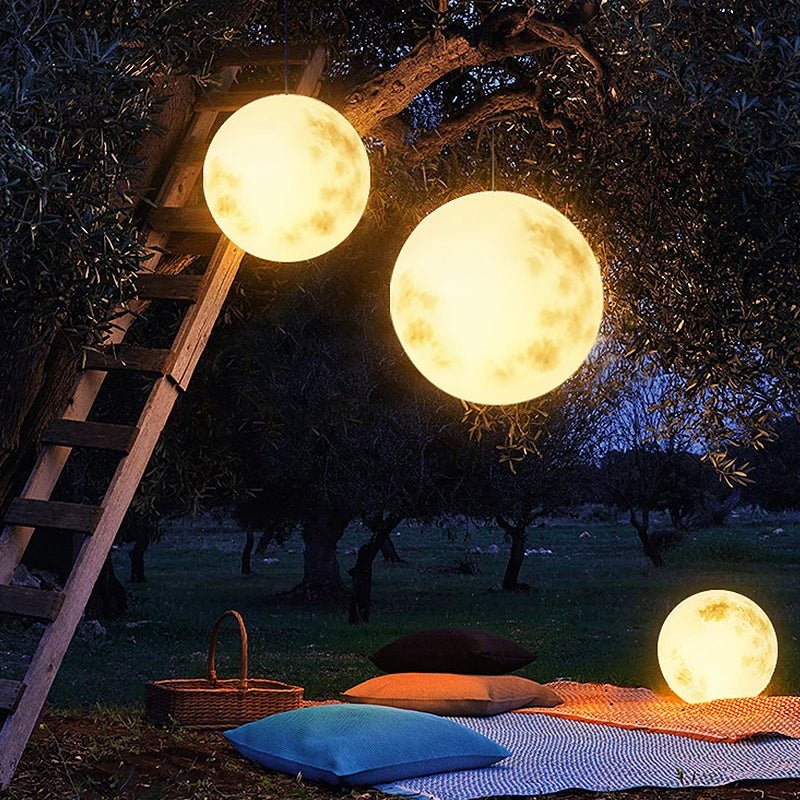 Moon Globe Outdoor Light, USB Rechargeable Warm White LED