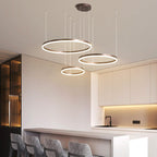 Circular Ring LED Pendant Light, 2-5 Rings, Black, Gold or Brown