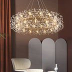 Gold Cut Glass Flower Chandelier with Adjustable Drop, E27