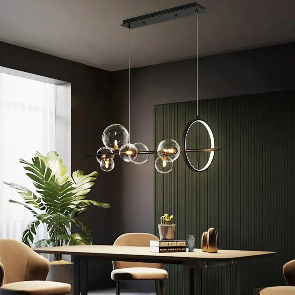 Linear Glass Globe Pendant Light, 7 or 10 Lights, G9 LEDs