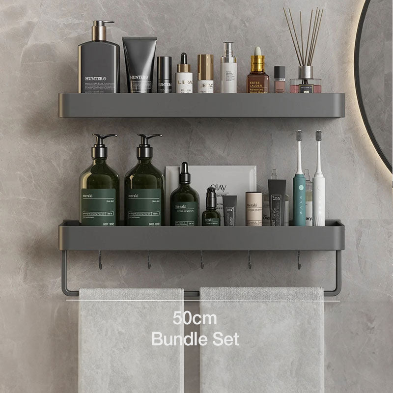 Bathroom Wall Shelf with Towel Rail, 30 to 60 cm