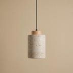 Modern Natural Stone Pendant Light with Textured Shade