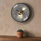 Silent Quartz Wall Clock 20cm with Glass Lens and Metal Hands