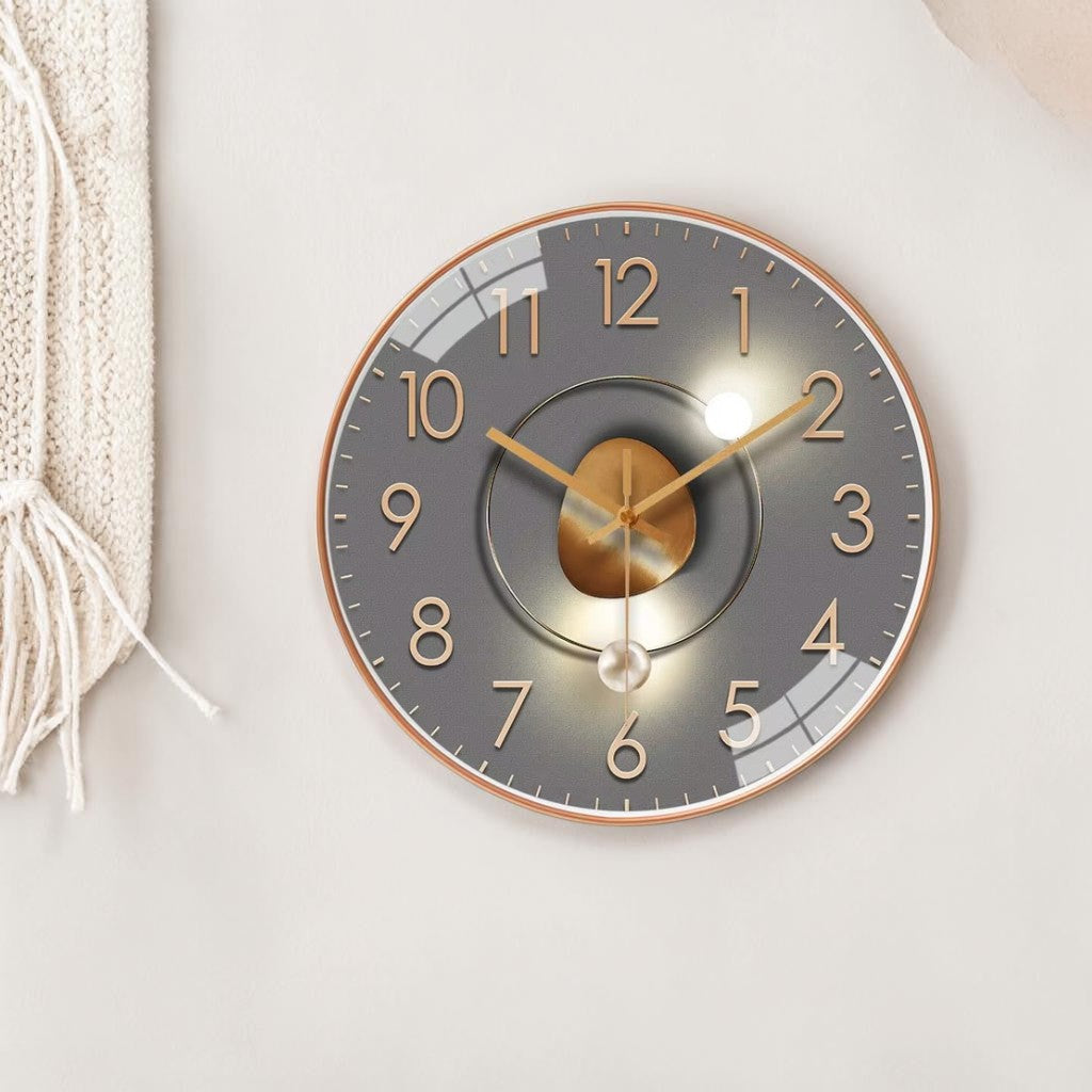 Silent Quartz Wall Clock 20cm with Glass Lens and Metal Hands