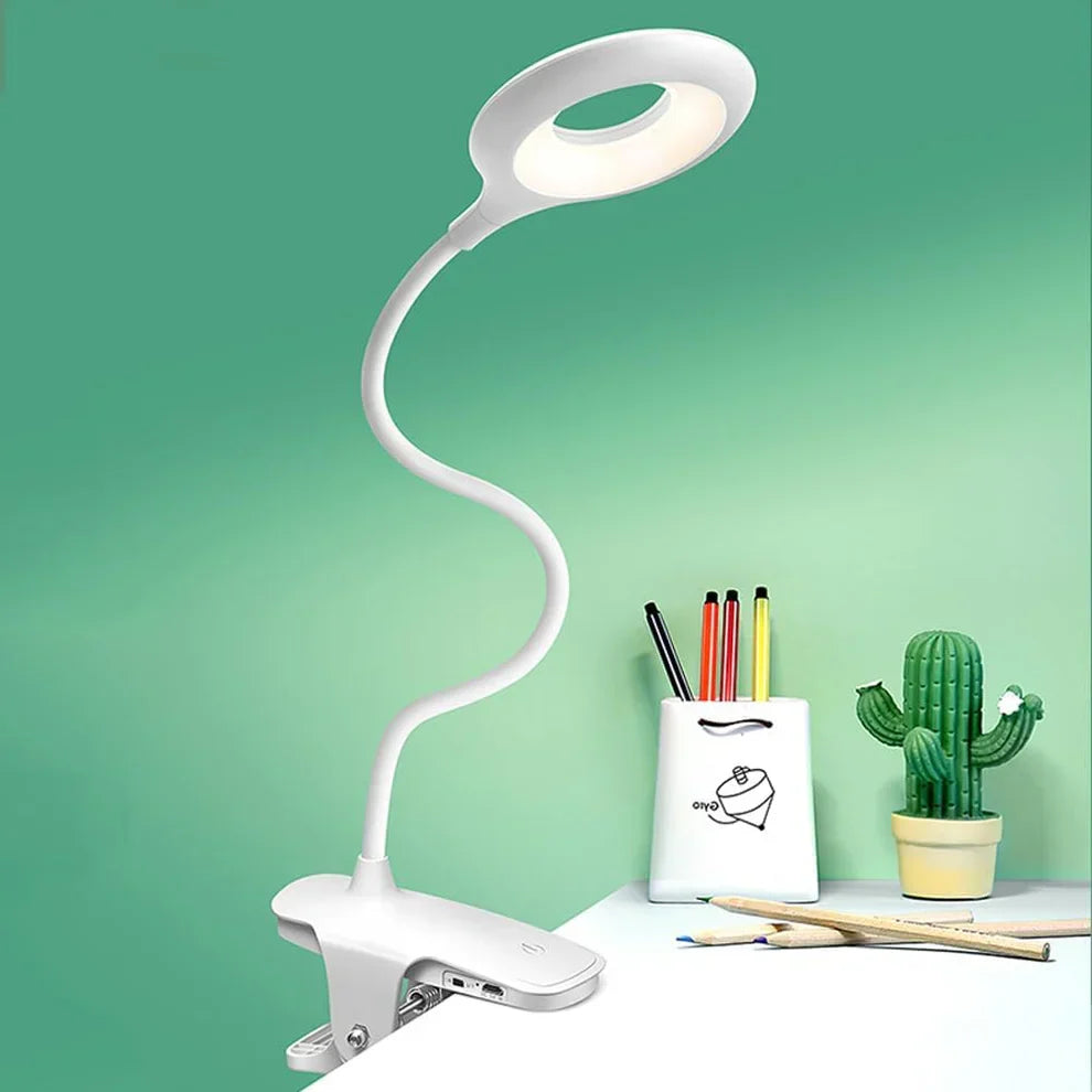 Clip On LED Reading Light with 45 cm Gooseneck, USB Rechargeable