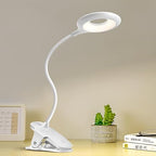 Clip On LED Reading Light with 45 cm Gooseneck, USB Rechargeable