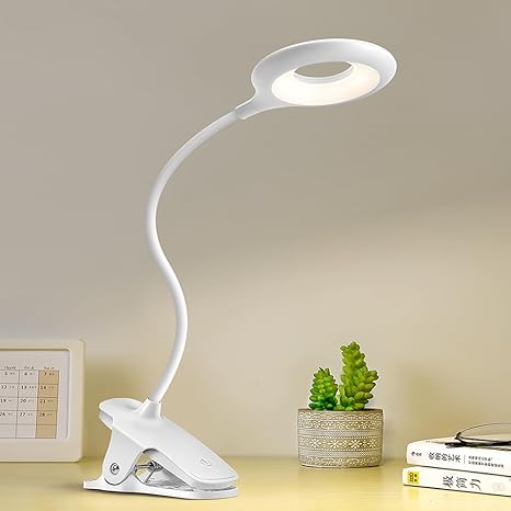 Clip On LED Reading Light with 45 cm Gooseneck, USB Rechargeable