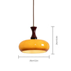 Glass and Wood Pendant Light with E27 Fitting, Retro Style