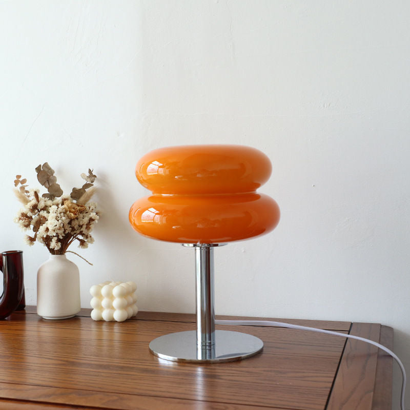 Glass Egg Table Lamp, Dimmable with Rotary Knob, Iron Base
