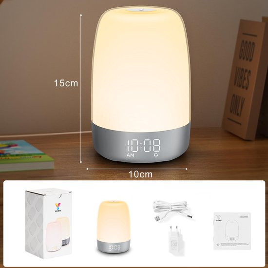 Sunrise Wake-Up Light Alarm Clock with Nature Sounds, USB-C
