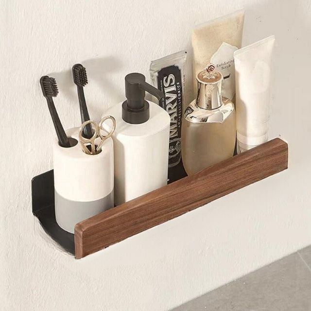 No-Drill Wooden Wall Shelf, Self-Adhesive, Three Sizes
