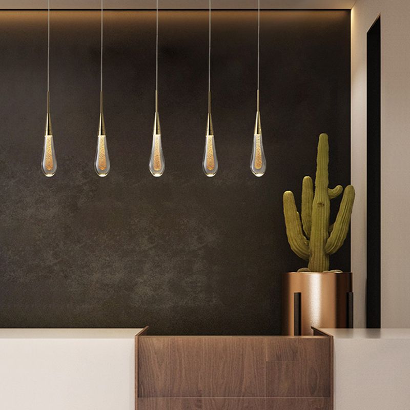 Crystal Glass Pendant Chandelier in Gold, 1, 3 or 5 Lights
