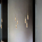 Crystal Glass Pendant Chandelier in Gold, 1, 3 or 5 Lights