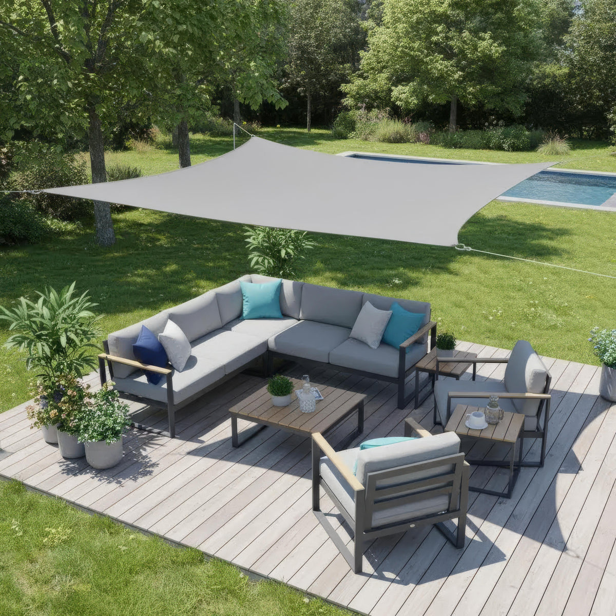 Rectangular Shade Sail in Beige, Up to 400 x 600 cm