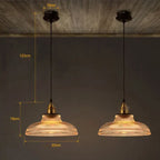 Ribbed Glass Pendant Light in Amber or Clear Glass