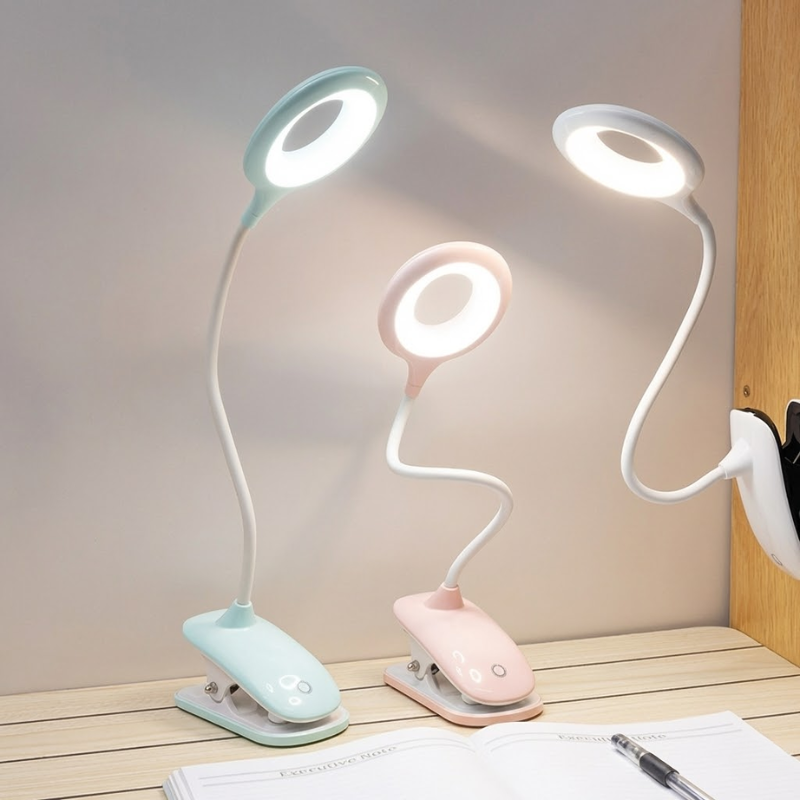 Rechargeable Clip-On Reading Light with Flexible Neck