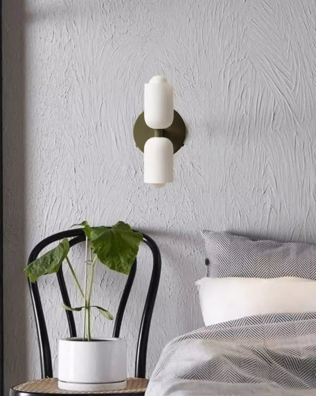 Twin Glass Shade Wall Light, E27, Six Colours, Plug-In or Wired