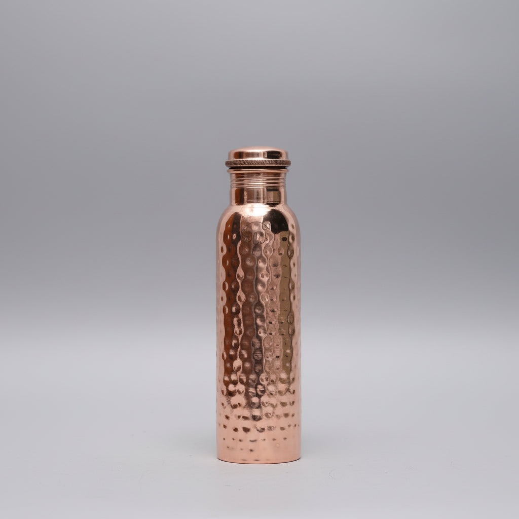 Hammered Pure Copper Water Bottle, 800ml, Leak-Proof