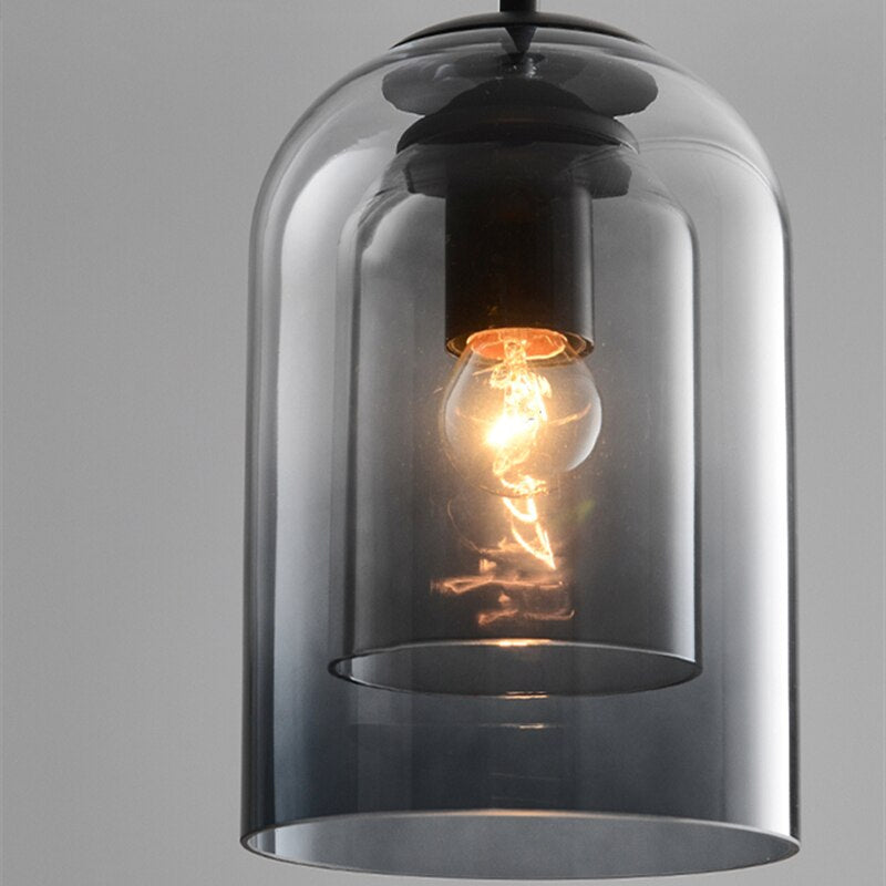 Double Glass Globe Pendant Light, Clear Glass, Nordic Style