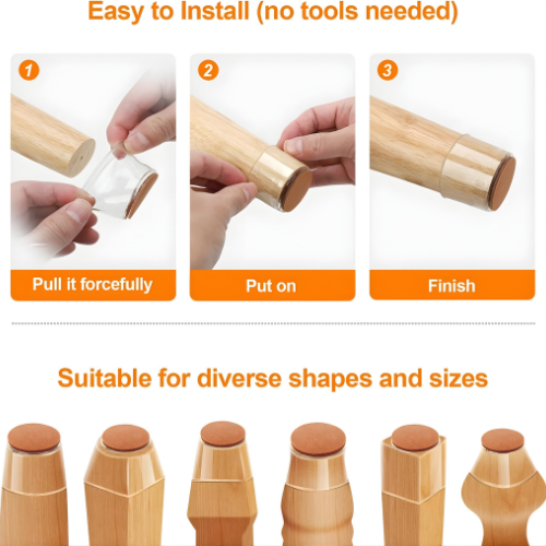 Silicone Chair Leg Protectors with Felt Base, 25-30mm, Clear