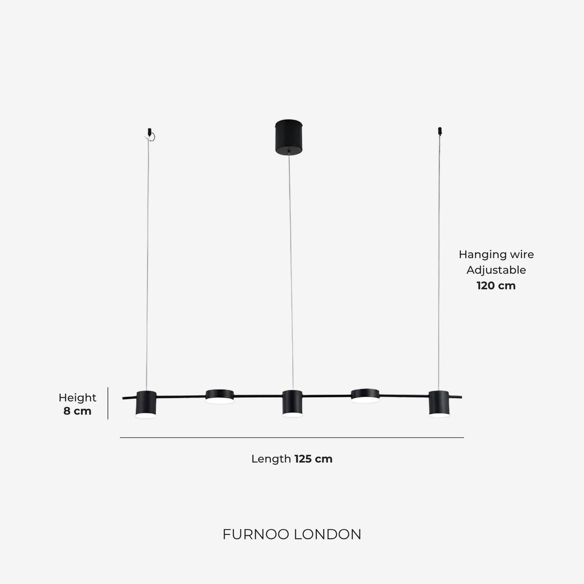 Linear LED Pendant Light with Acrylic Diffuser, Dimmable