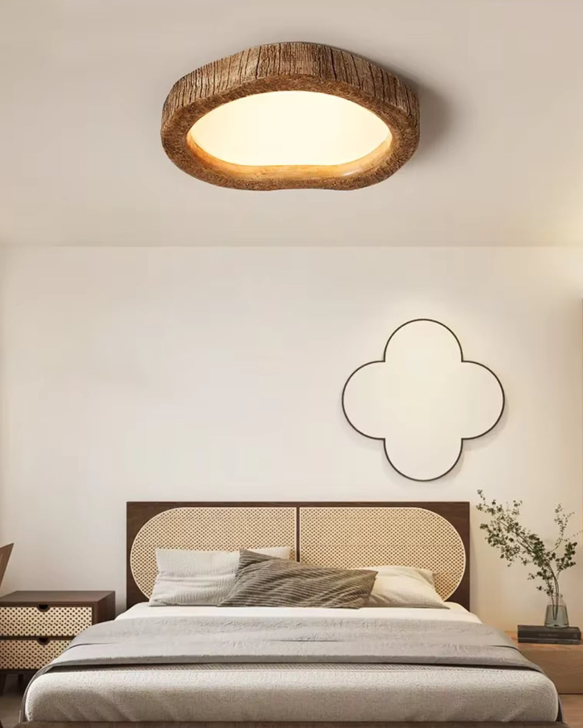 Round Wood-Effect LED Ceiling Light, Low Profile, 3 Sizes