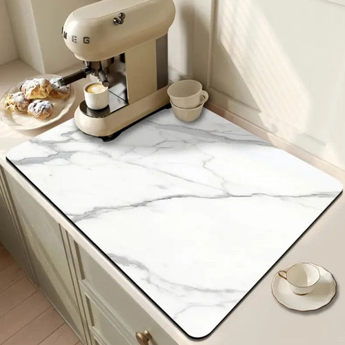 Absorbent Dish Drying Mat, Marble-Effect, Heat Resistant