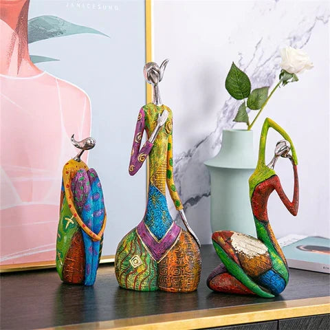 Abstract Female Figure Sculpture in Resin, Hand-Finished