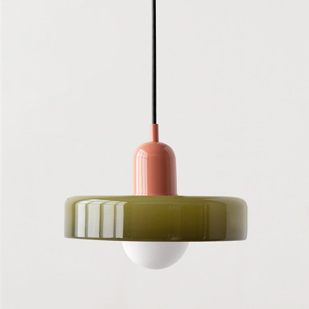 Coloured Glass Pendant Light with G9 Bulb, Retro Design