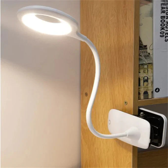 Clip On LED Reading Light with 45 cm Gooseneck, USB Rechargeable