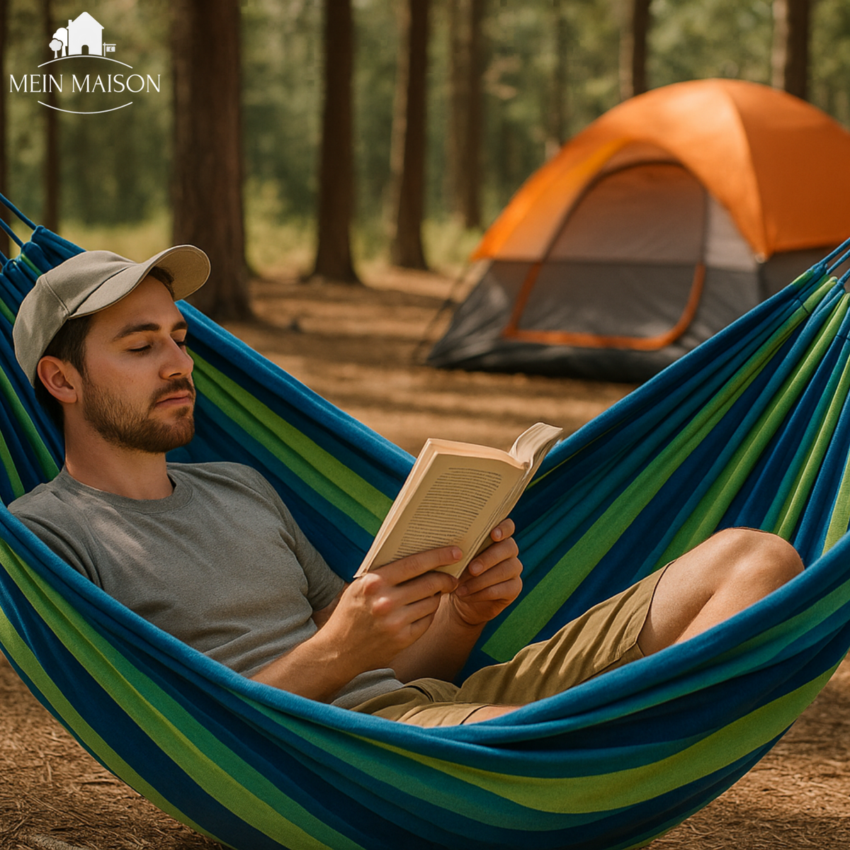 Portable Cotton Canvas Hammock with Carry Bag, 200kg Capacity
