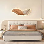 Feather LED Wall Art Light with Hidden Strip and Remote Dimmer