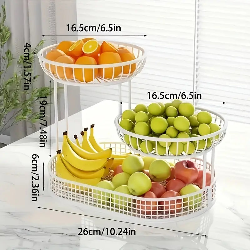 3-Tier Metal Fruit Stand, Gold Finish Serving Stand